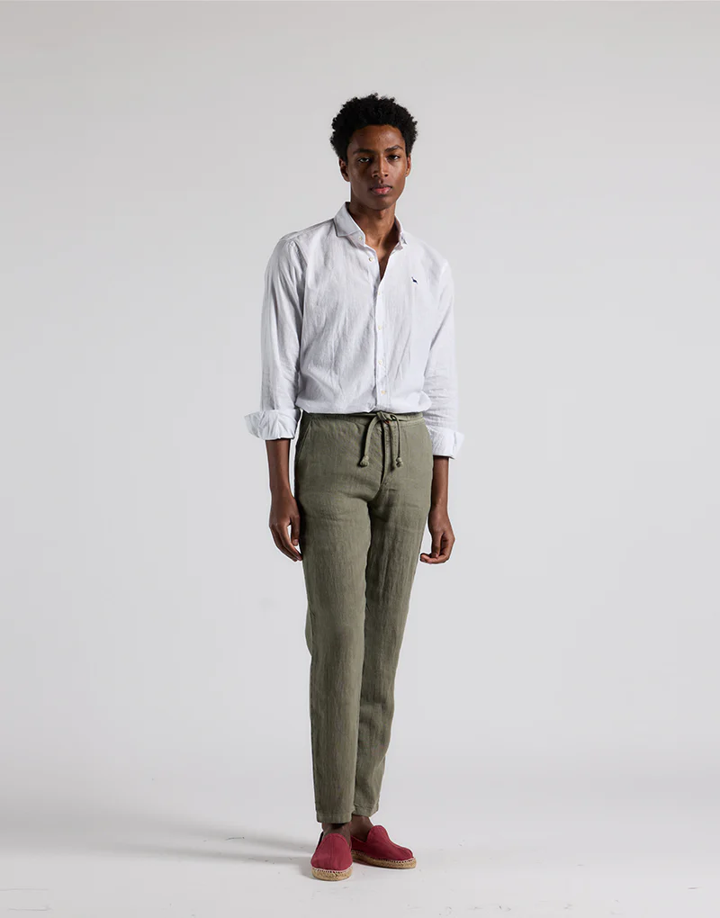 Pantalón cordón lino khaki - Imagen 6