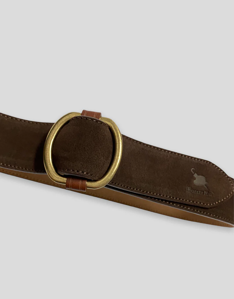 Cinturón serraje marrón hebilla pasada - Imagen 5