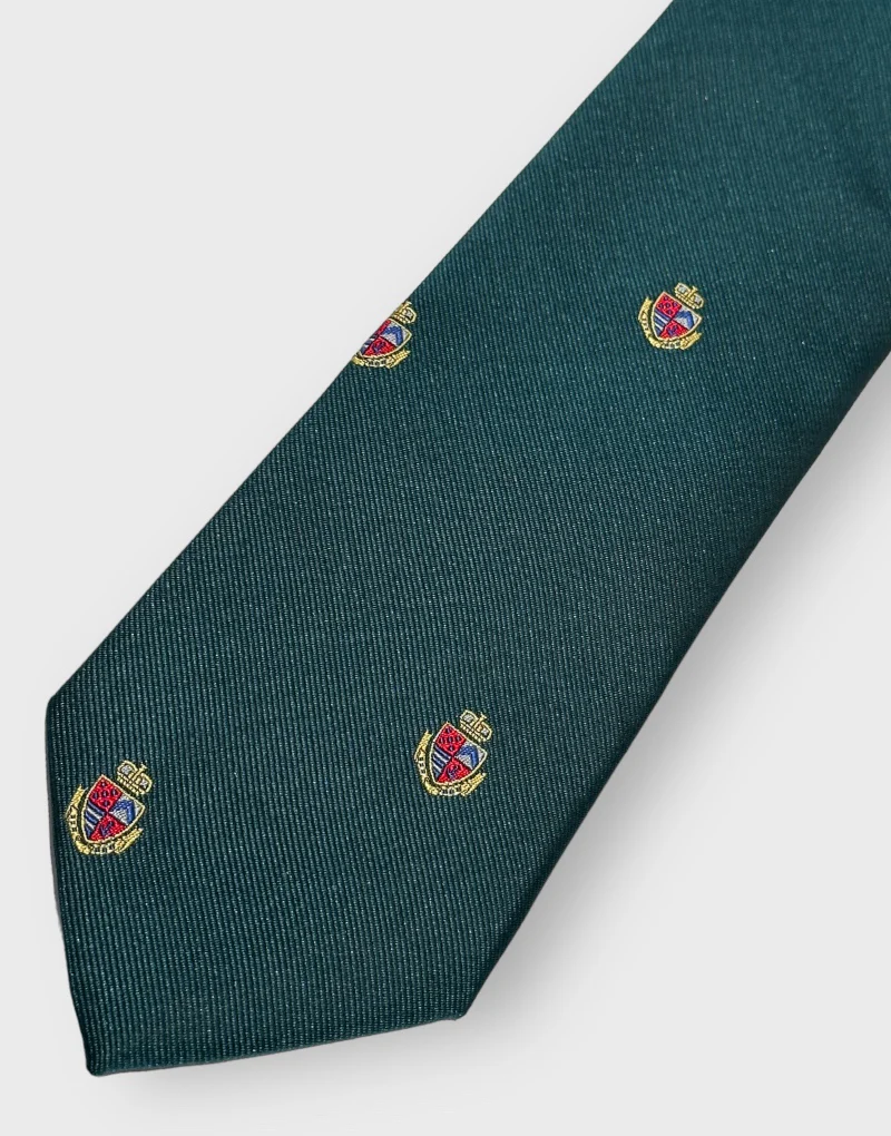 Corbata seda jacquard escudos verde - Imagen 3