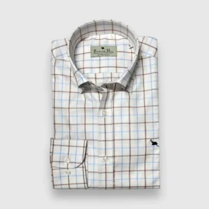 Camisa cuadros harrys celeste y marrón