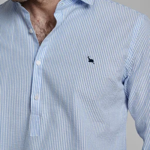 Camisa polera rayas azul Seersucker