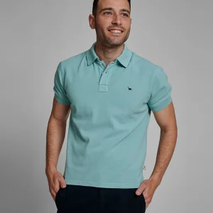 Polo piqué lavado turquesa