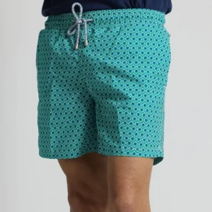 Bañador verde geométrico azul