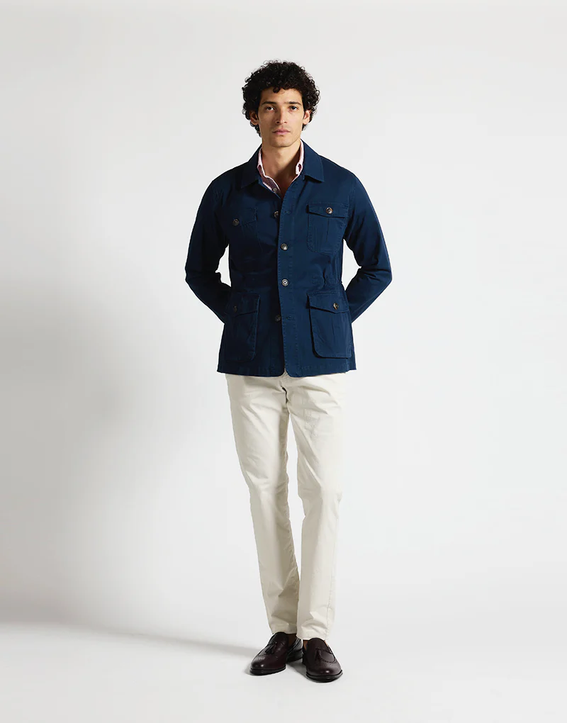 Sahariana algodón azul marino