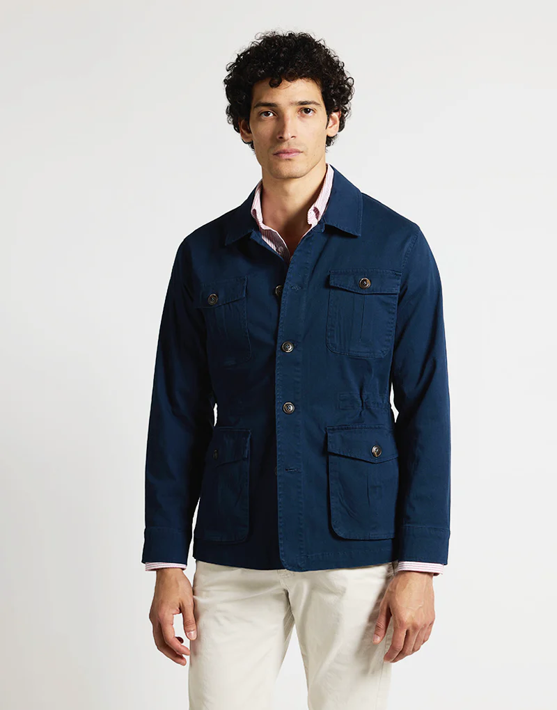 Sahariana algodón azul marino - Imagen 3