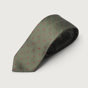 The Silk Tie Verde Puntos Rojos