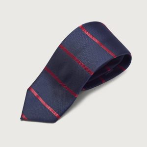 The Special Silk Tie Azul Marino Rayas Rojas