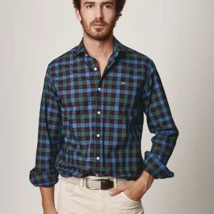 The Scot Cuadro Rojo y Verde Fondo Azul