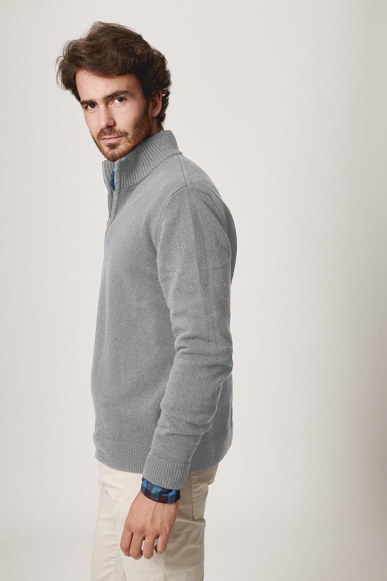 The Lambswool HalfZip Gris Huesca - Imagen 3