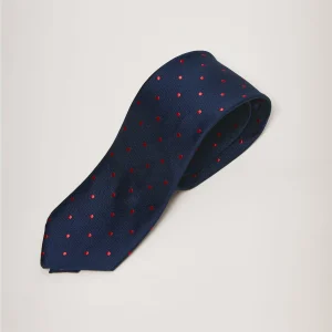The Special Silk Tie Azul Marino Puntos Rojo