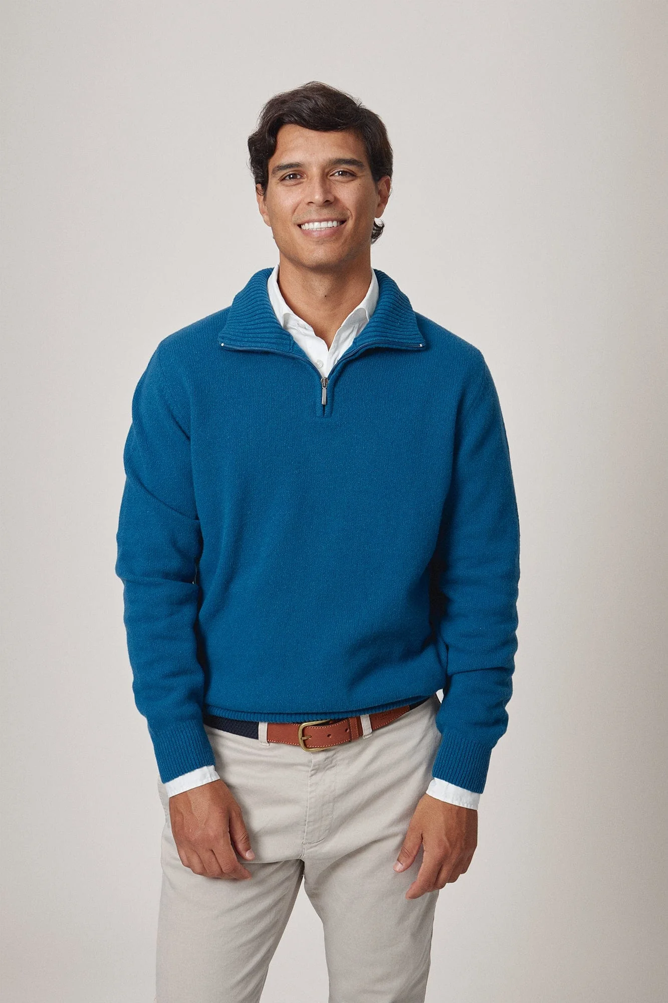 The Lambswool Halfzip Oceano