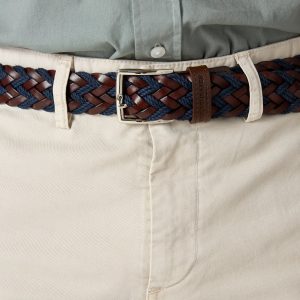 The Belt Trenzado Marron y Marino