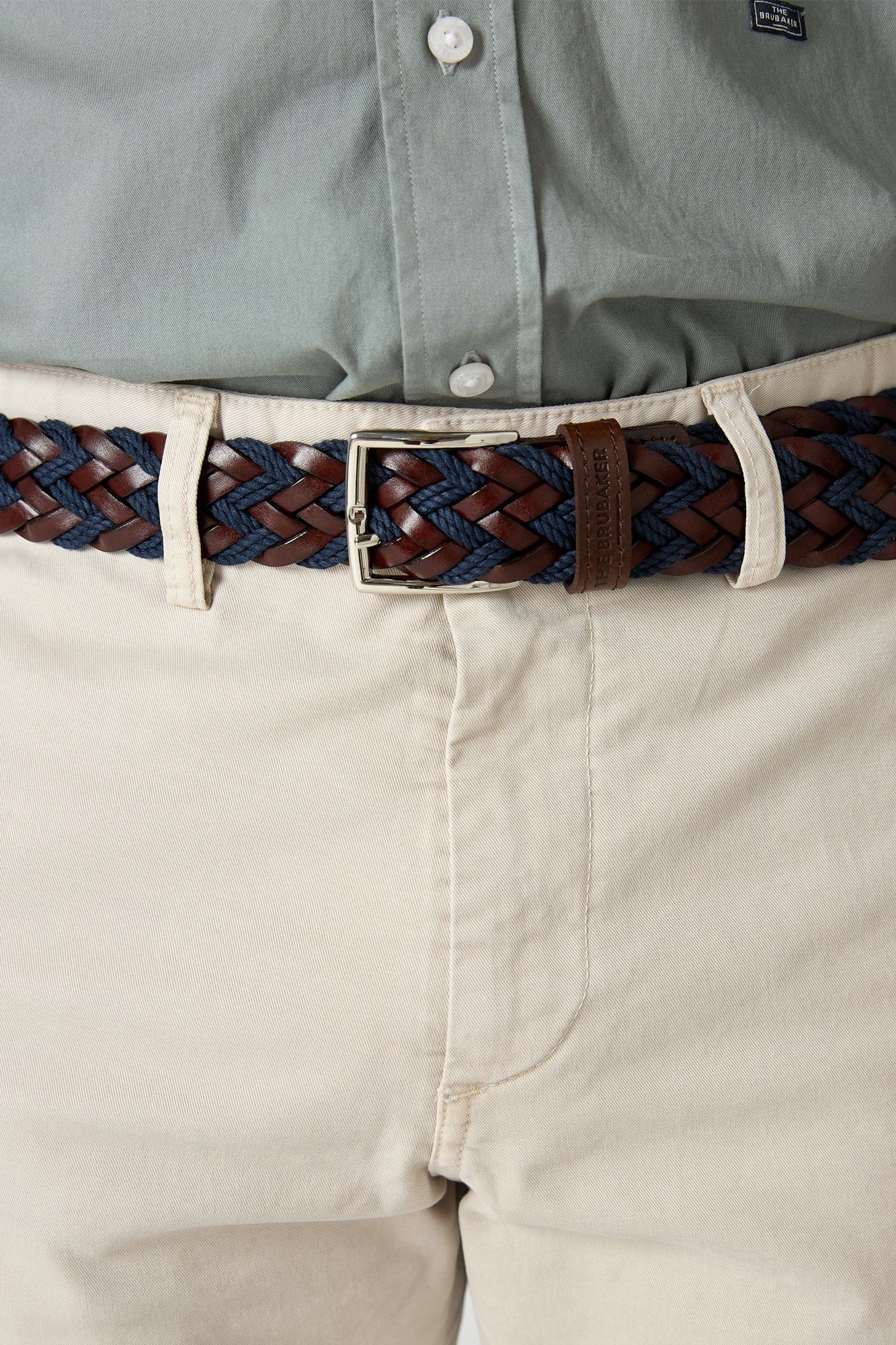 The Belt Trenzado Marron y Marino