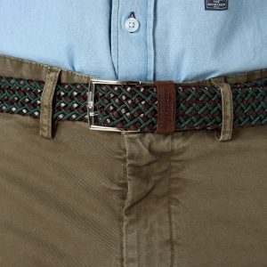 The Belt Trenzado Marron y Verde