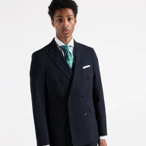 Traje cruzado regular azul marino