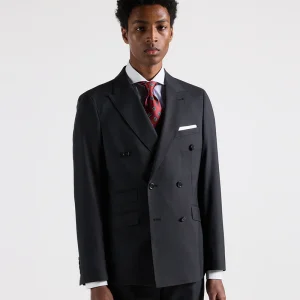 Traje cruzado regular gris marengo