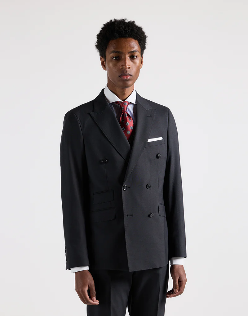 Traje cruzado regular gris marengo