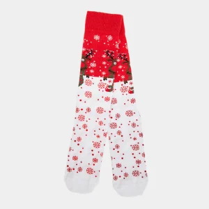 Calcetines Navideñas Unisex Rojos Reno con Bufanda