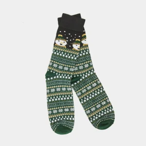 Calcetines Navideñas Unisex Verdes con Muñeco de Nieve