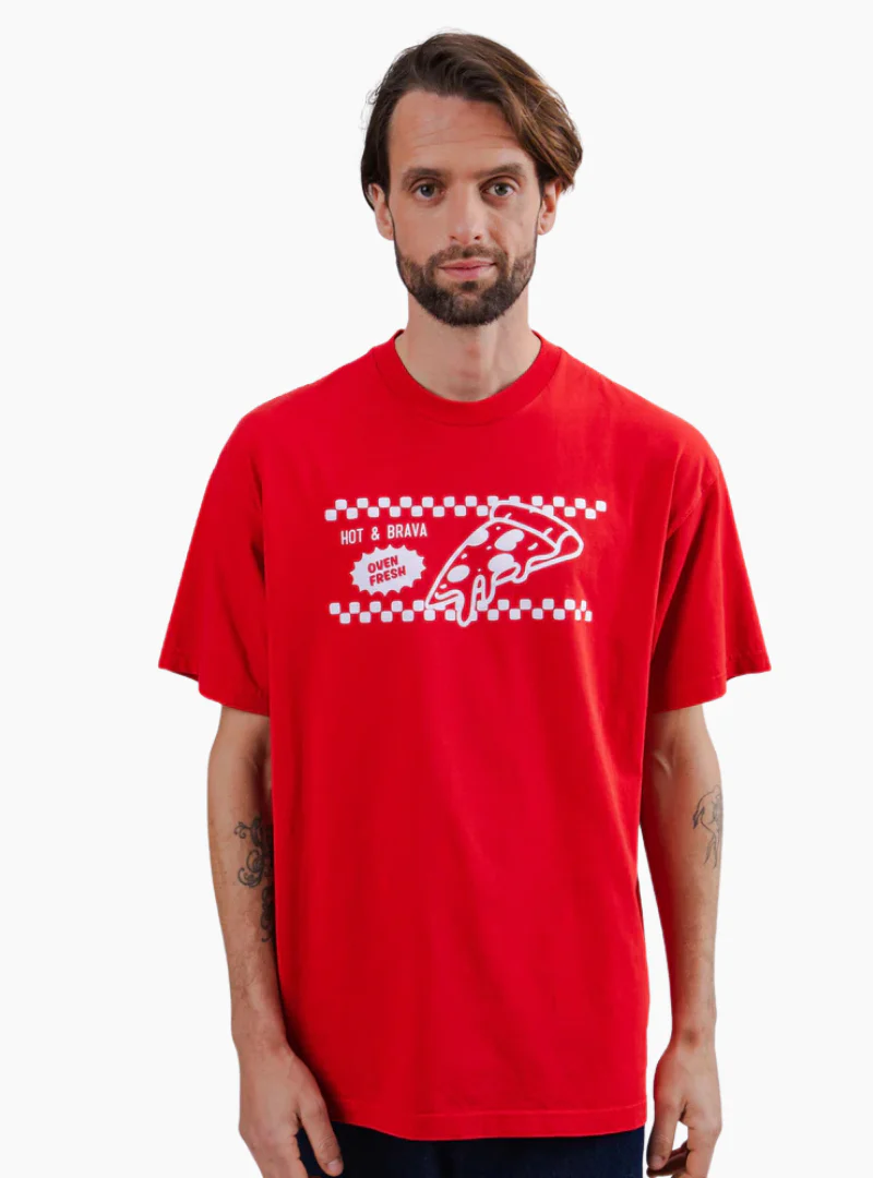 Camiseta Oversize Hot & Brava Pizza - Roja
