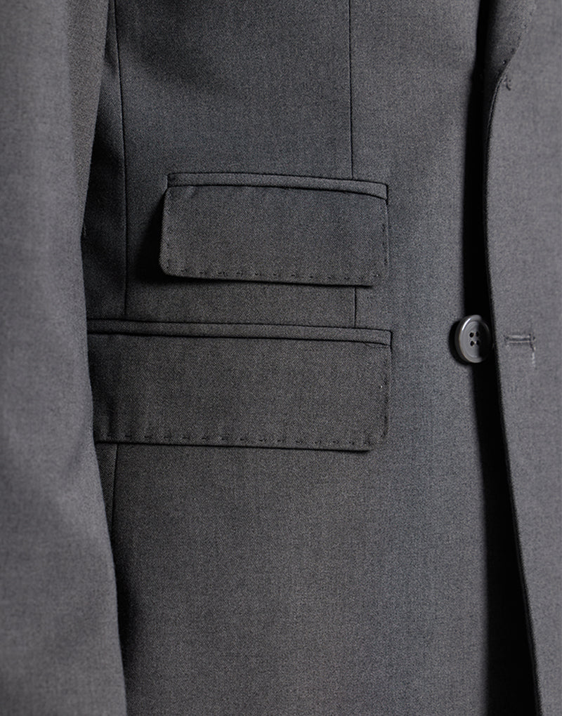 Traje cruzado liso gris medio - Imagen 3