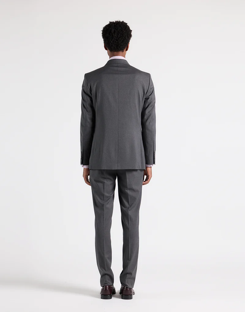 Traje cruzado liso gris medio - Imagen 5