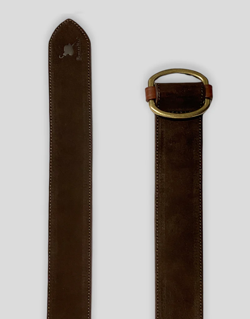 Cinturón serraje marrón hebilla pasada - Imagen 3