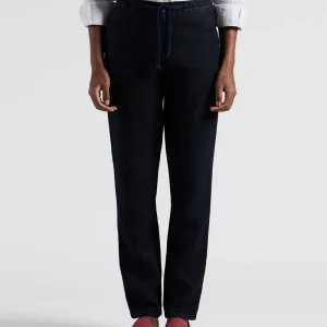 Pantalón cordón lino azul marino