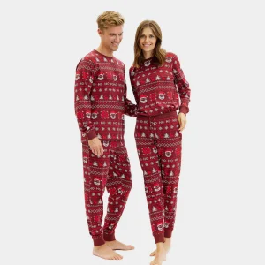 Pijama Navideña para Adultos Unisex Rojo Ho Ho Ho Algodón Orgánico