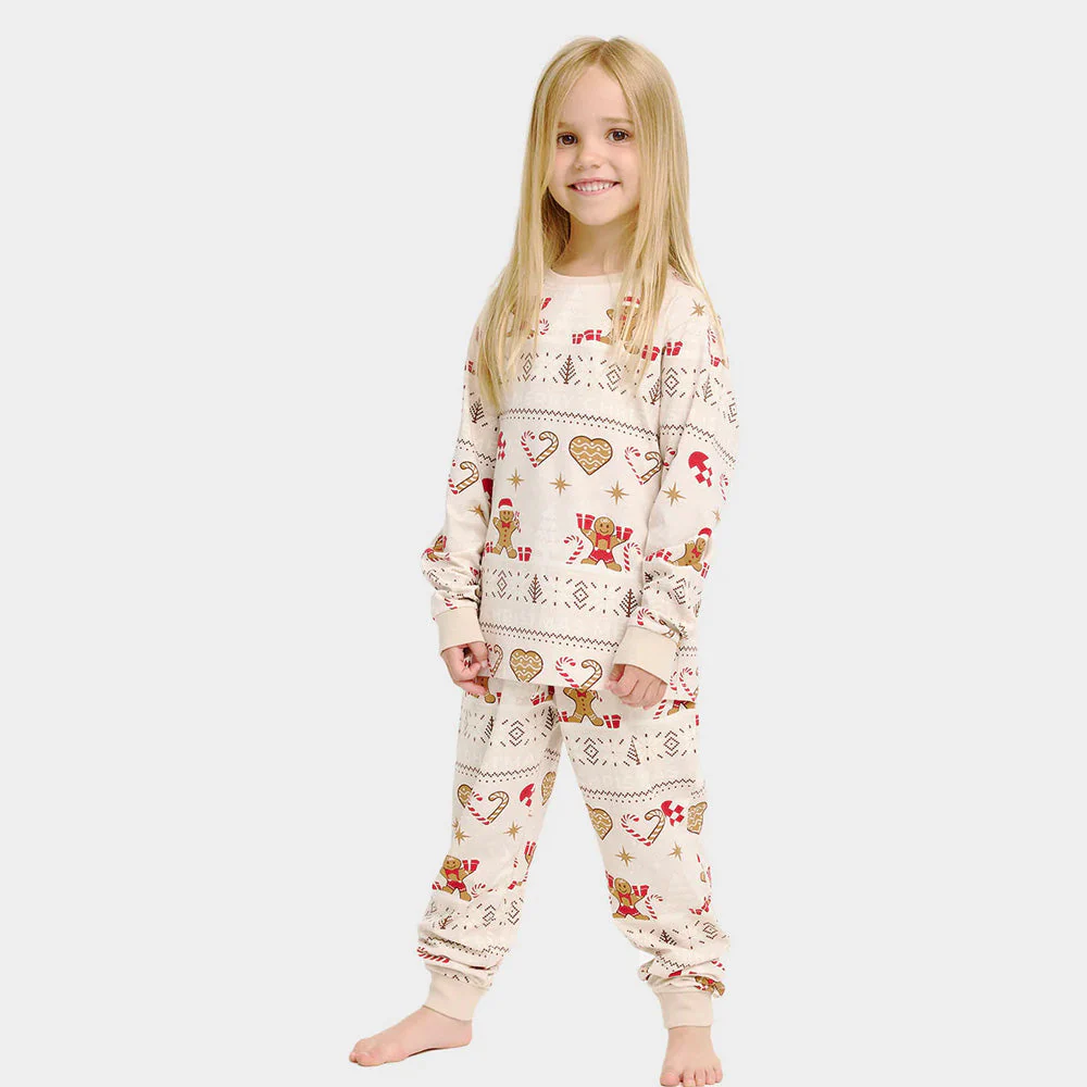Pijama Navideña para Familia Gingercookies Beige Algodón Orgánico - Imagen 3