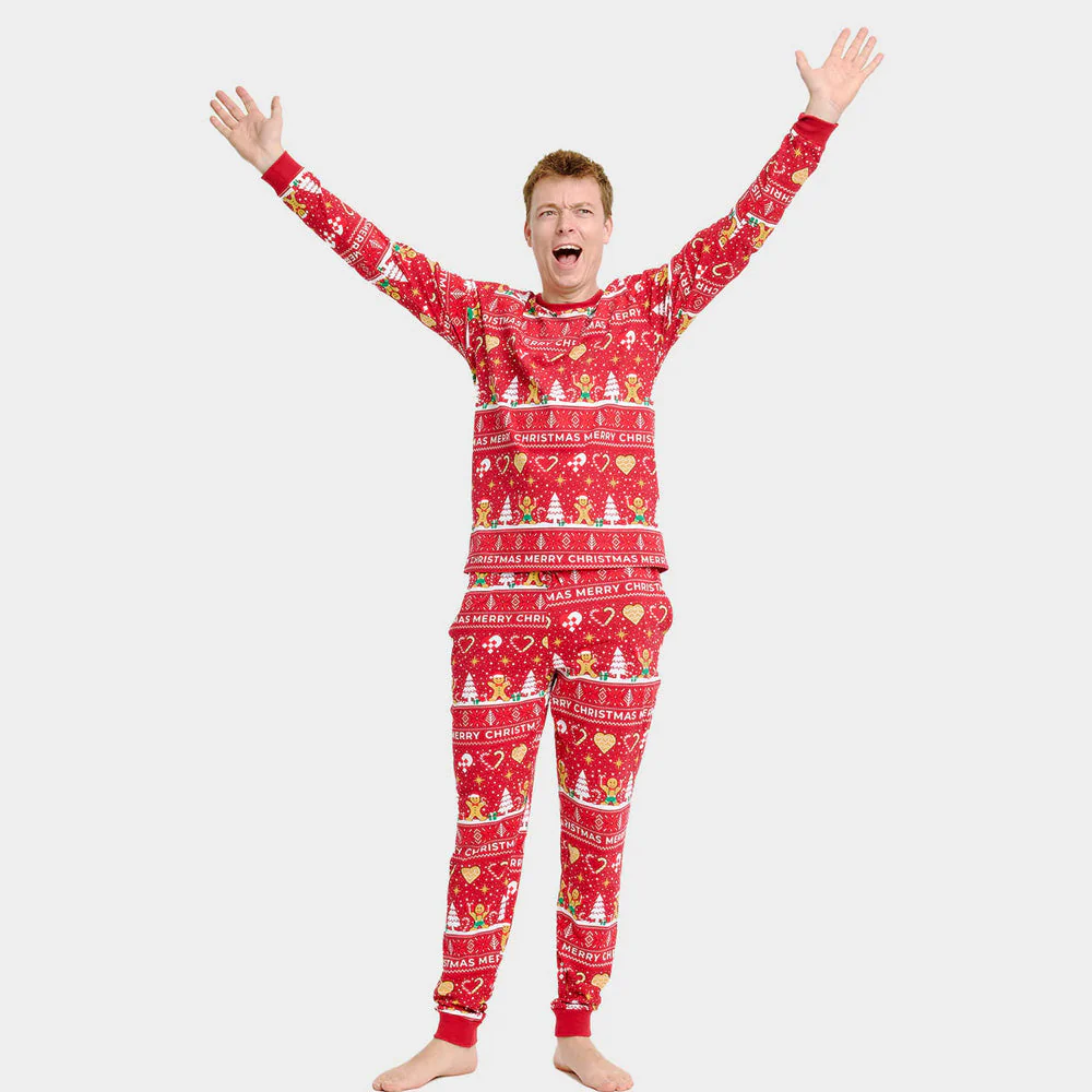 Pijama Navideña para Familia Gingercookies Rojo Algodón Orgánico - Imagen 6
