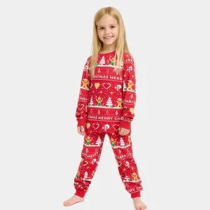 Pijama Navideña para Niños Gingercookies Rojo Algodón Orgánico