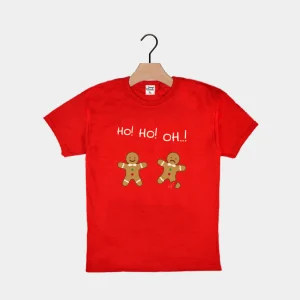 Playera Navideña para Niña y Niño Roja Gingerbreads