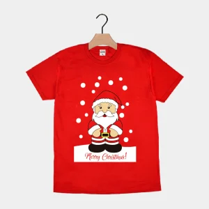 Playera Navideña para Familia Roja con Papá Noel