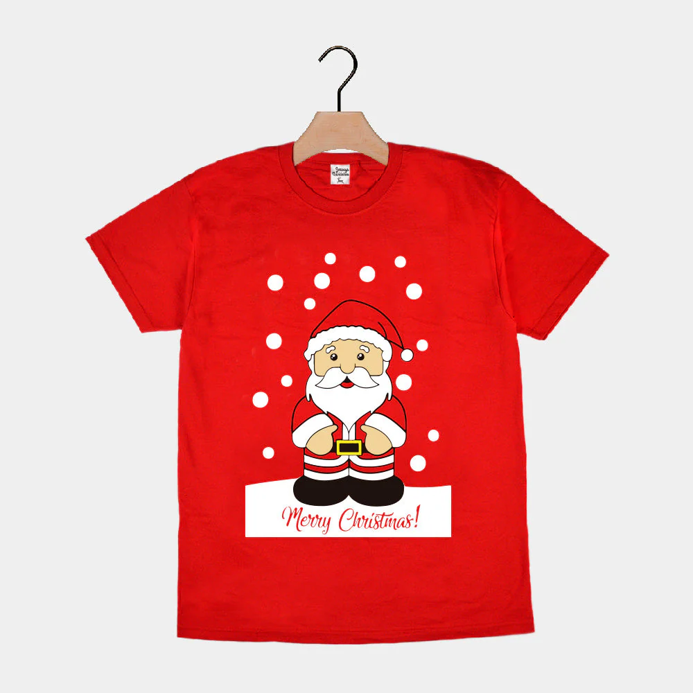 Playera Navideña para Familia Roja con Papá Noel