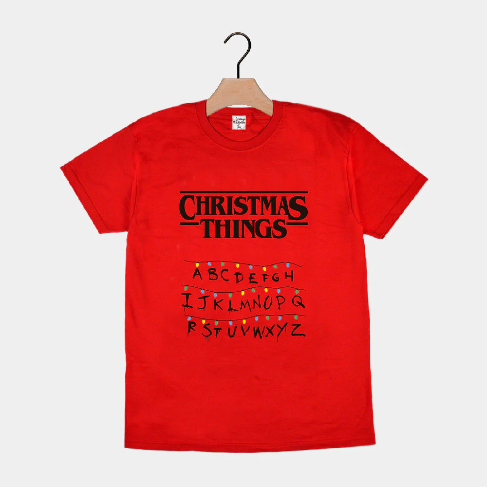 Playera Navideña para Familia Roja Christmas Things