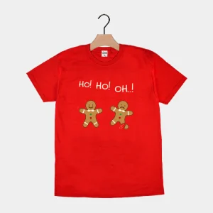 Playera Navideña para Hombre y Mujer Roja Gingerbreads