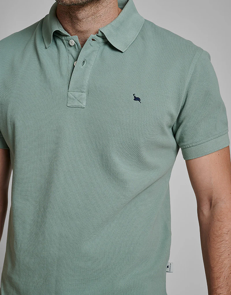 Polo piqué lavado verde cian - Imagen 3