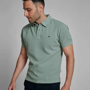 Polo piqué lavado verde cian