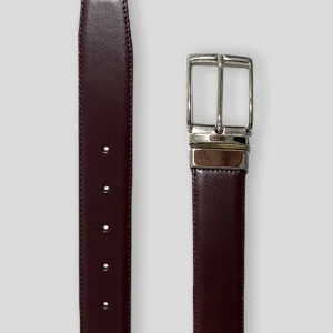 Cinturón reversible negro y burdeos