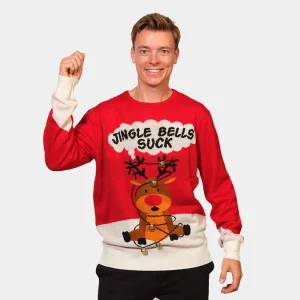 Suéter de Navidad para Hombre Jingle Bells Suck Rojo Cascabeles 3D