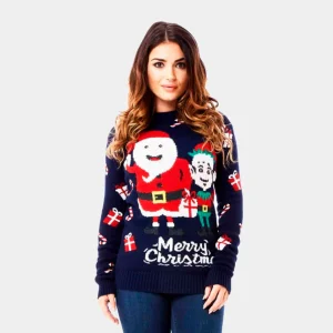 Suéter Navideño para Mujer Papá Noel y Elfo