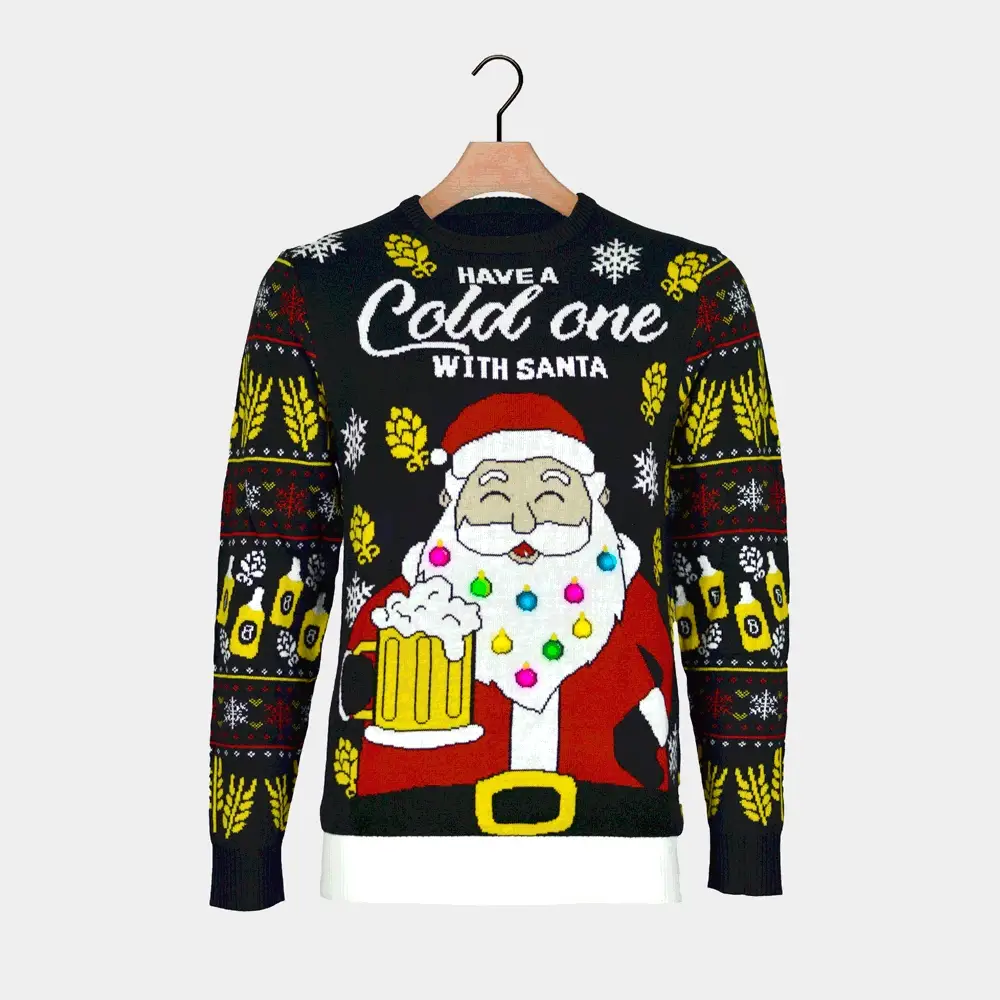 Suéter de Navidad con Luces LED para Hombre Santa con Cerveza - Imagen 7
