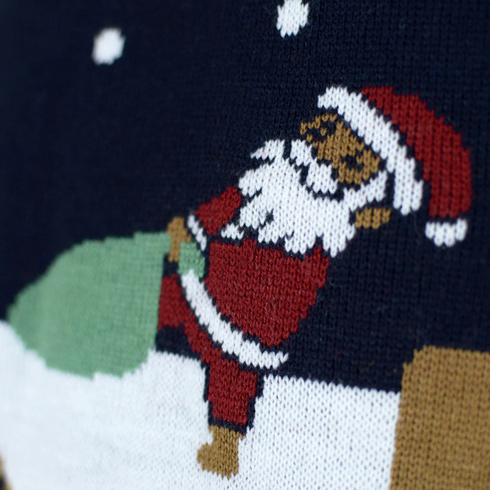 Suéter de Navidad con Luces LED Parejas Azul Merry Christmas - Imagen 4