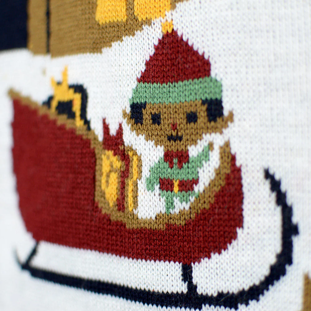 Suéter de Navidad con Luces LED Parejas Azul Merry Christmas - Imagen 6