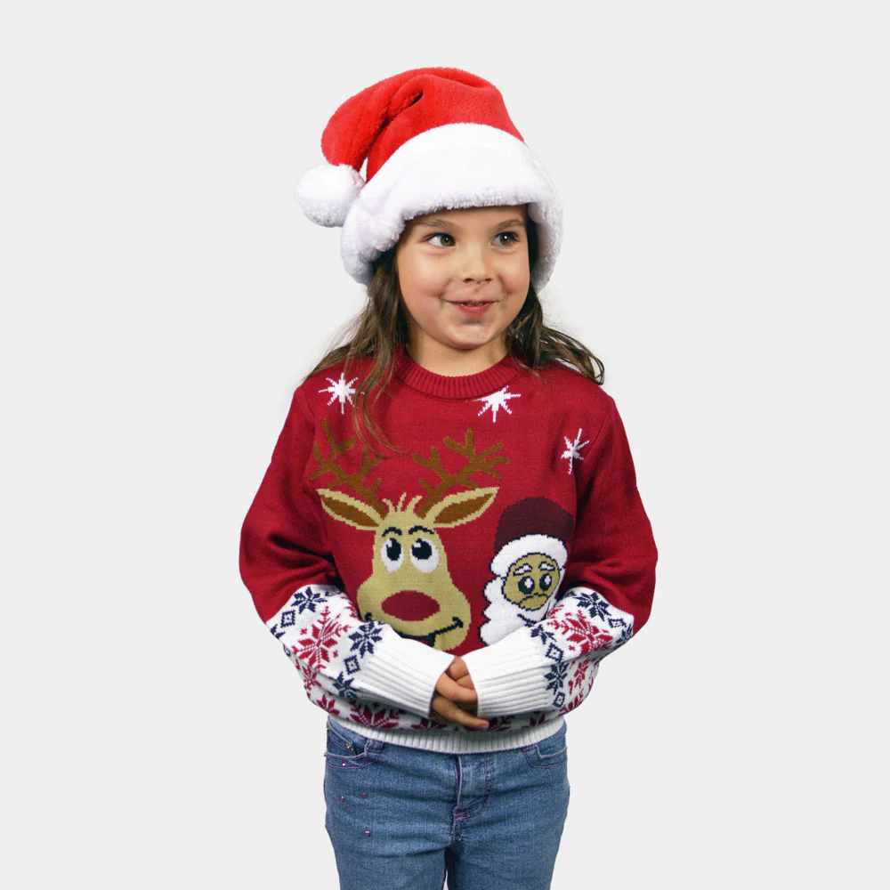 Suéter de Navidad para Mujer Santa y Rudolph Sonrientes - Imagen 3