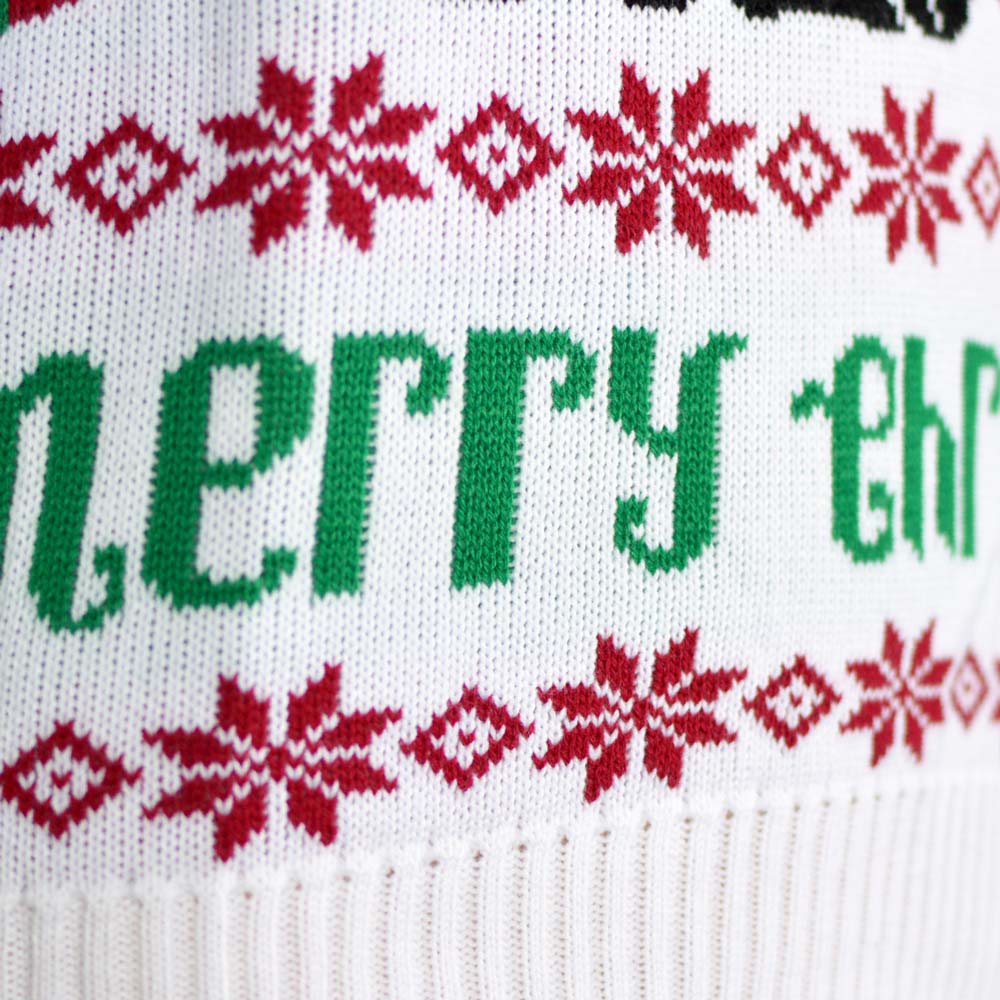 Suéter de Navidad para Hombre Azul Claro Reno y Papá Noel - Imagen 6