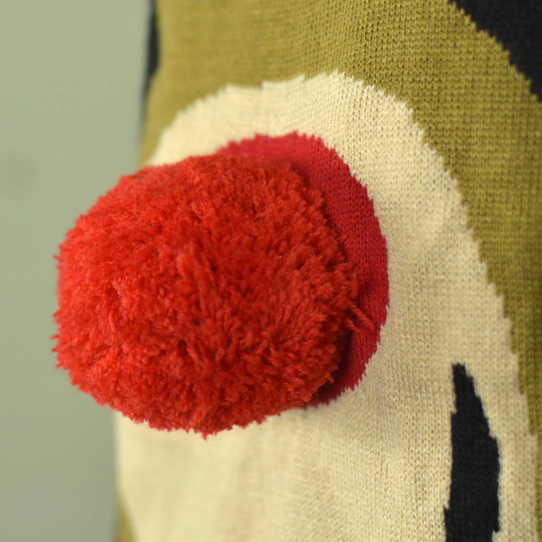 Suéter de Navidad para Hombre Azul Reno Rodolfo con Nariz Roja en 3D - Imagen 4