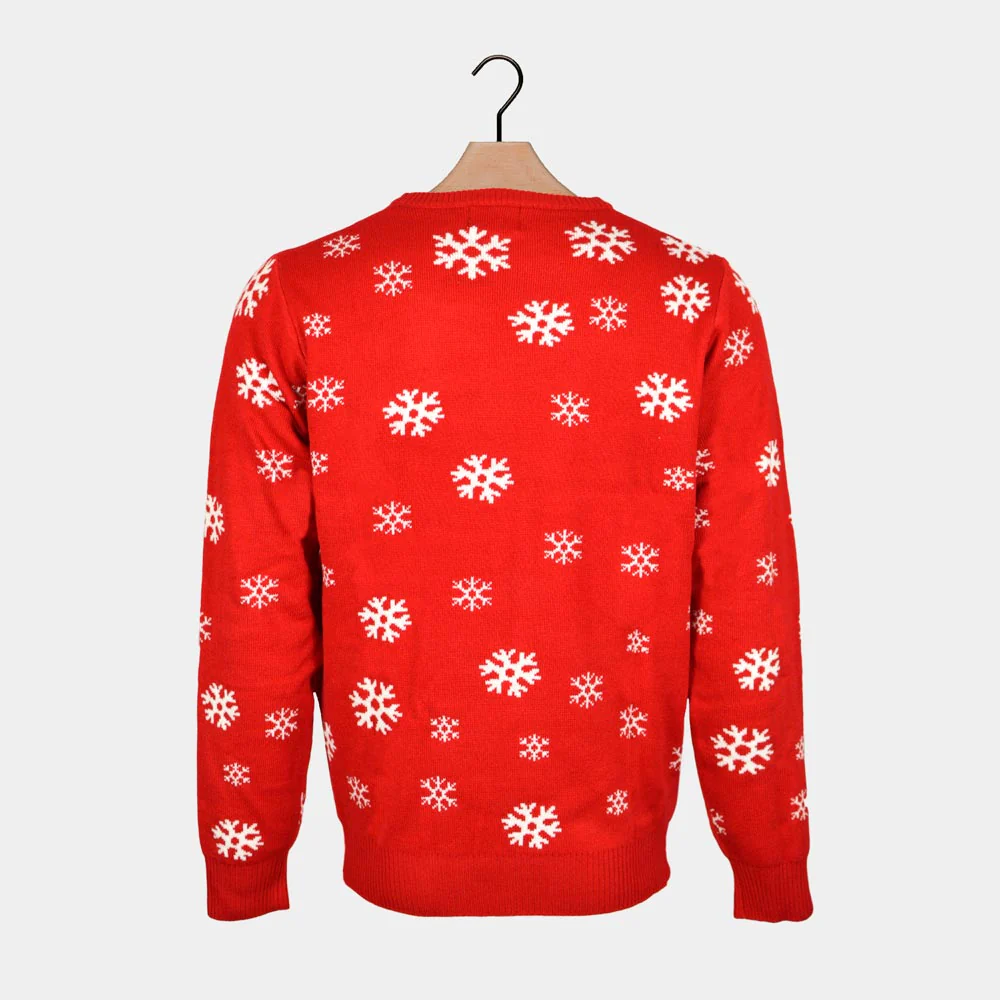 Suéter de Navidad para Hombre Rojo con Santa Claus y Reno Saludando - Imagen 8