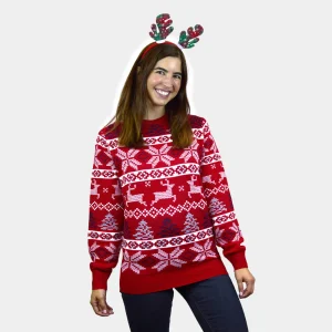 Suéter de Navidad Parejas Rojo Clásico Estrellas Polares
